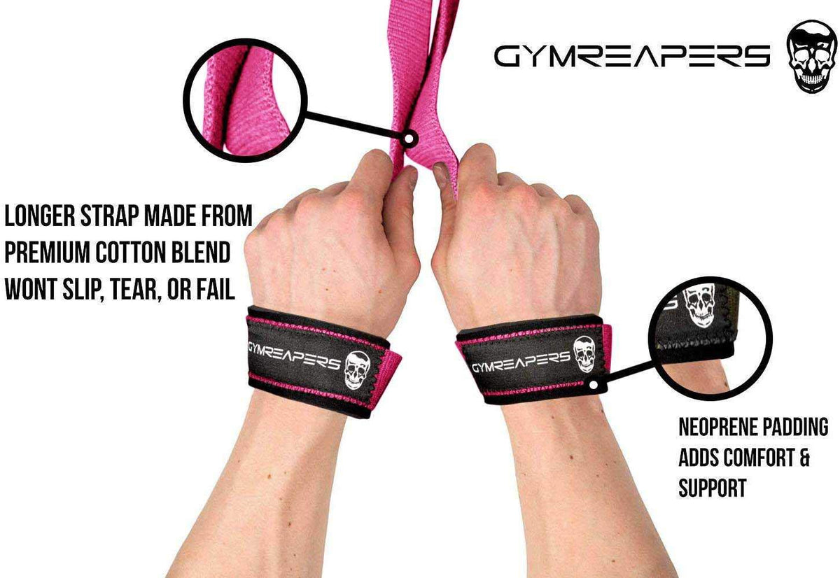 Gymreapers Lifting Wrist Straps for Weightlifting, Bodybuilding, Powerlifting, Strength Training, & Deadlifts - Padded Neoprene with 18" Cotton