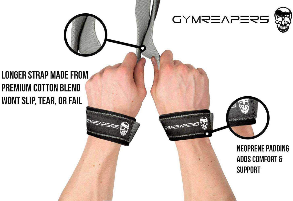 Gymreapers Lifting Wrist Straps for Weightlifting, Bodybuilding, Powerlifting, Strength Training, & Deadlifts - Padded Neoprene with 18" Cotton