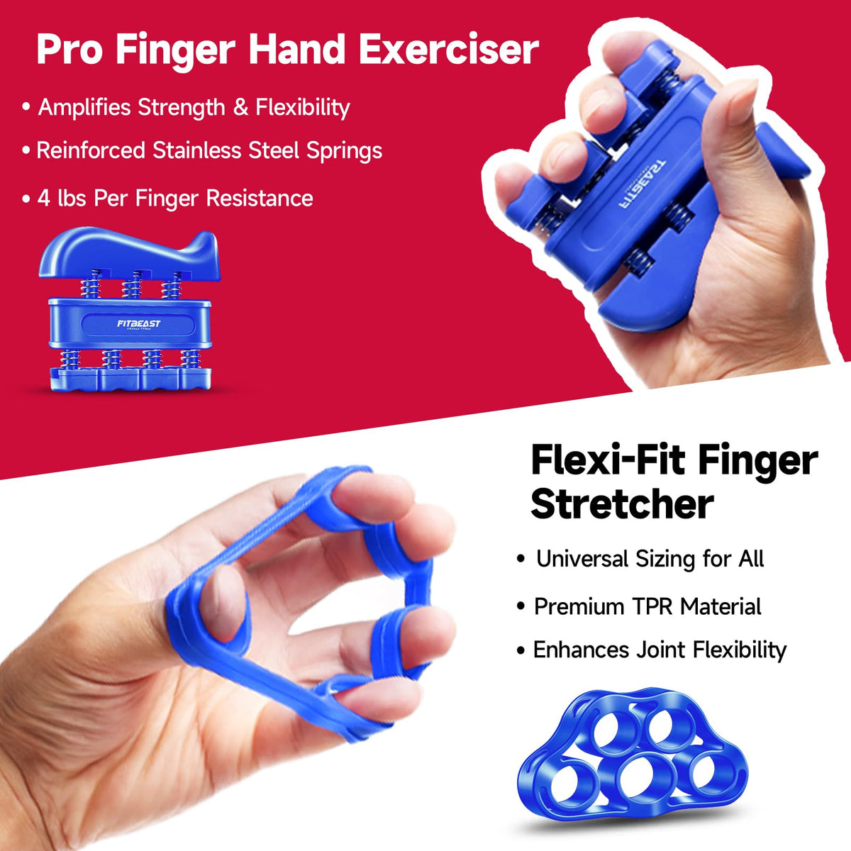 FitBeast Grip Strengthener Forearm Strengthener Hand Grips Strengthener Kit - 5 Pack Adjustable Resistance