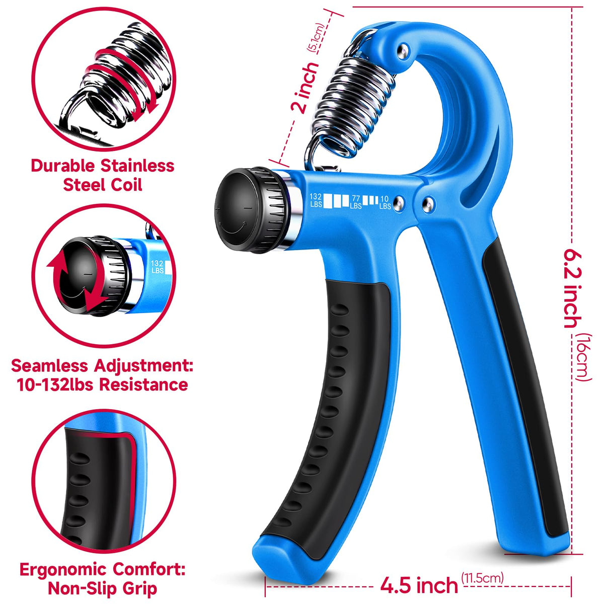 FitBeast Grip Strengthener Forearm Strengthener Hand Grips Strengthener Kit - 5 Pack Adjustable Resistance