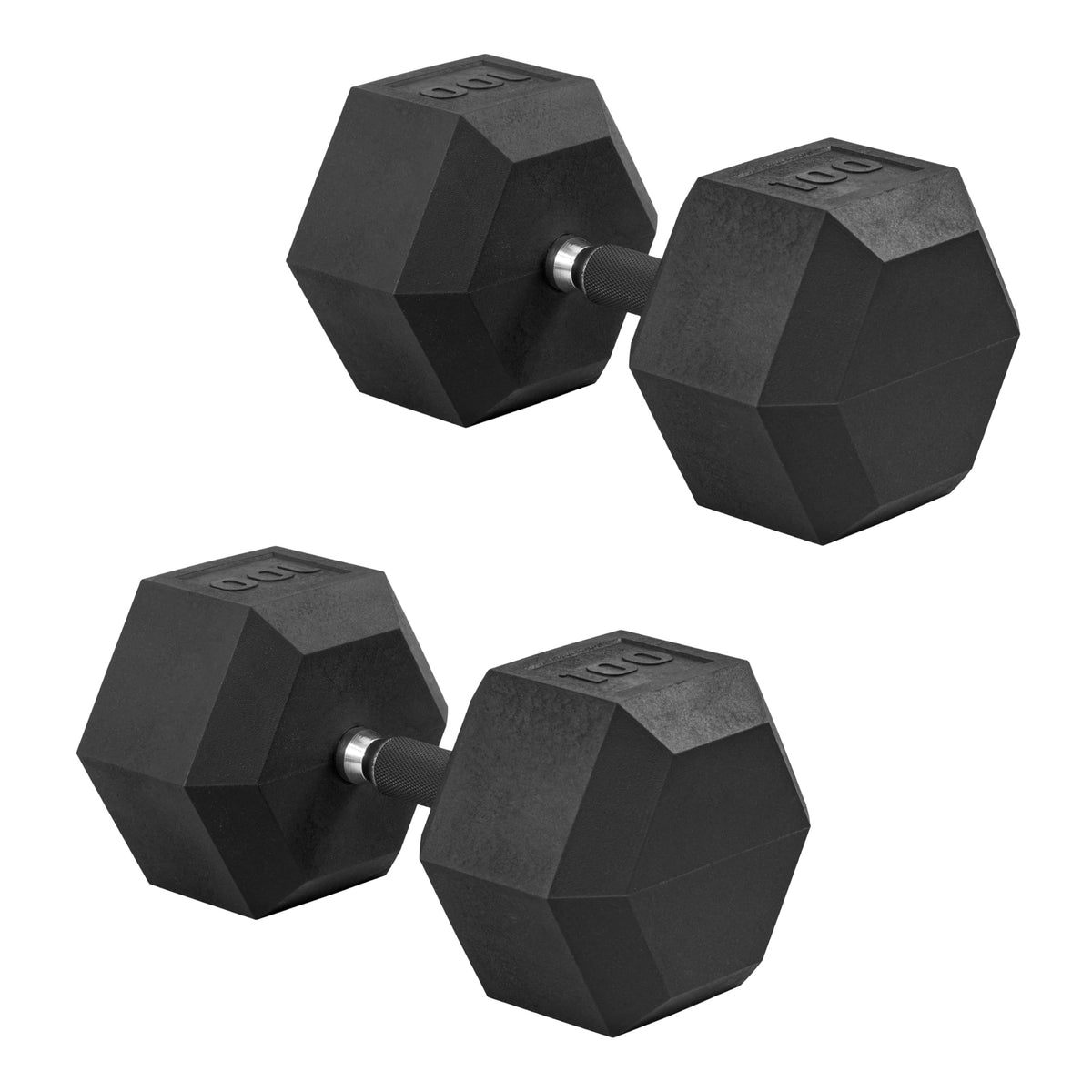 CAP Rubber Coated Dumbbell Weights, Free Weights for Home Gym Strength Training, Anti-Roll Hex Dumbbells with Black, Chrome & Comfort Grip Handles, Pairs & Sets