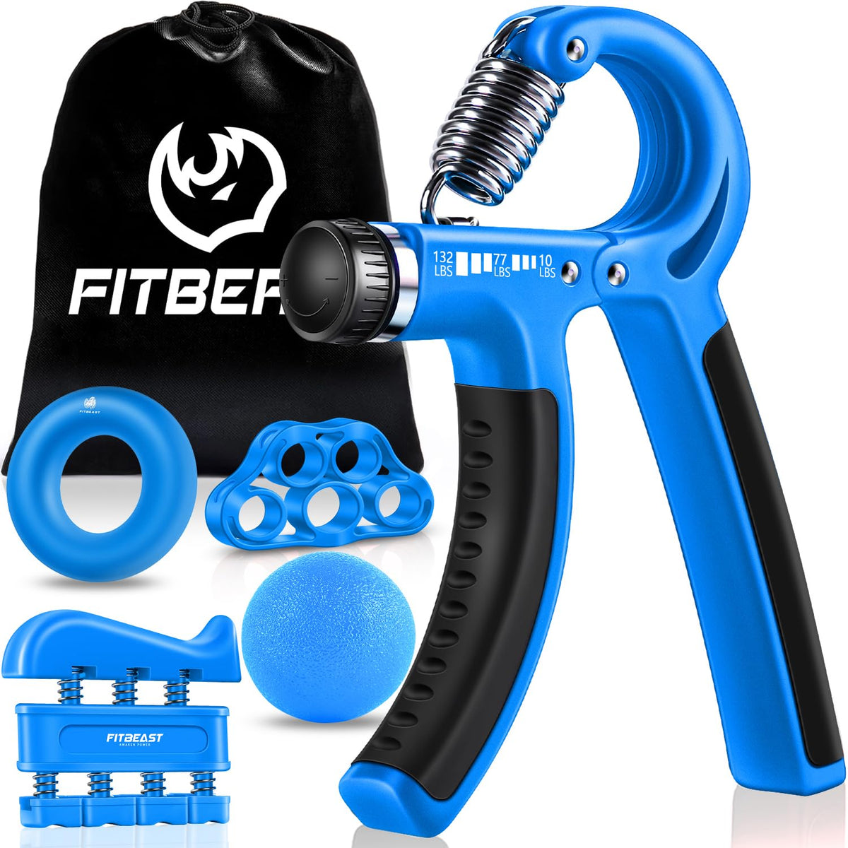 FitBeast Grip Strengthener Forearm Strengthener Hand Grips Strengthener Kit - 5 Pack Adjustable Resistance