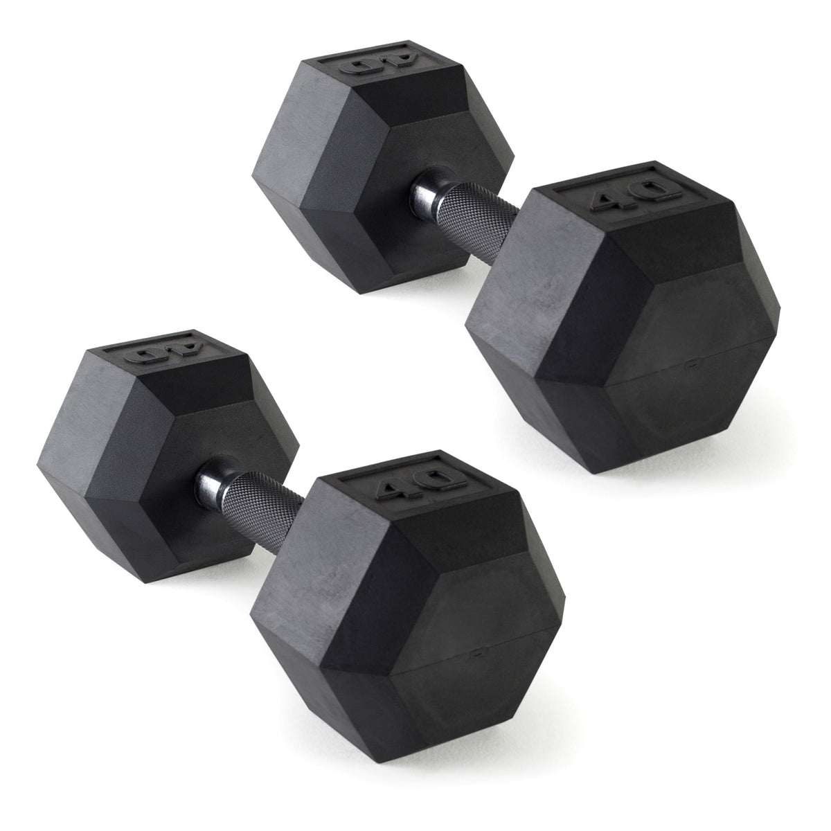 CAP Rubber Coated Dumbbell Weights, Free Weights for Home Gym Strength Training, Anti-Roll Hex Dumbbells with Black, Chrome & Comfort Grip Handles, Pairs & Sets