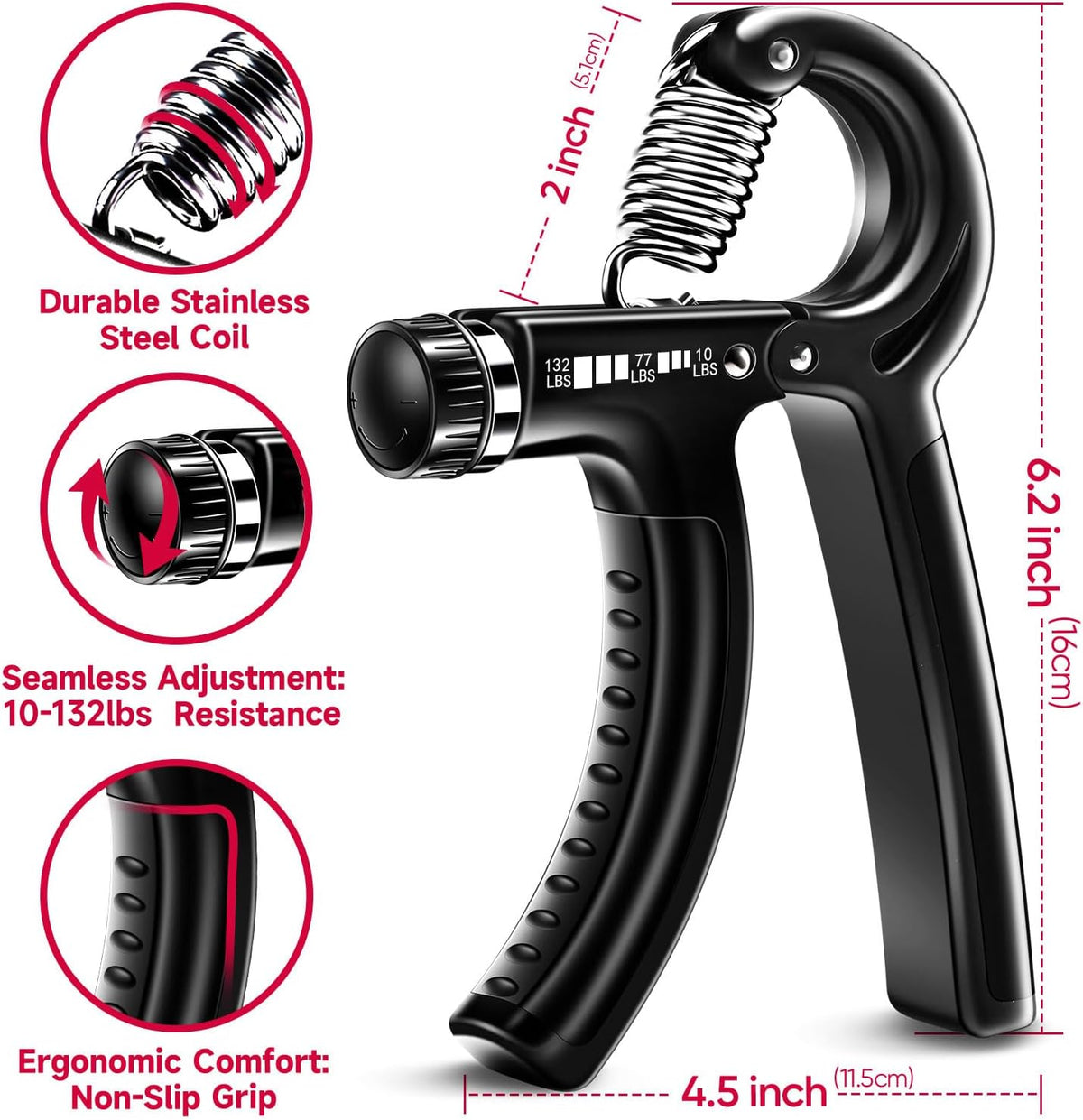 FitBeast Grip Strengthener Forearm Strengthener Hand Grips Strengthener Kit - 5 Pack Adjustable Resistance