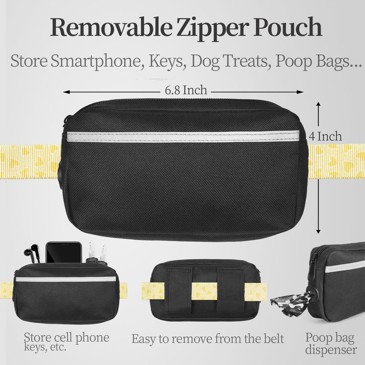 iYoShop Hands Free Dog Leash with Zipper Pouch, Large, 25-120 lbs, Blue