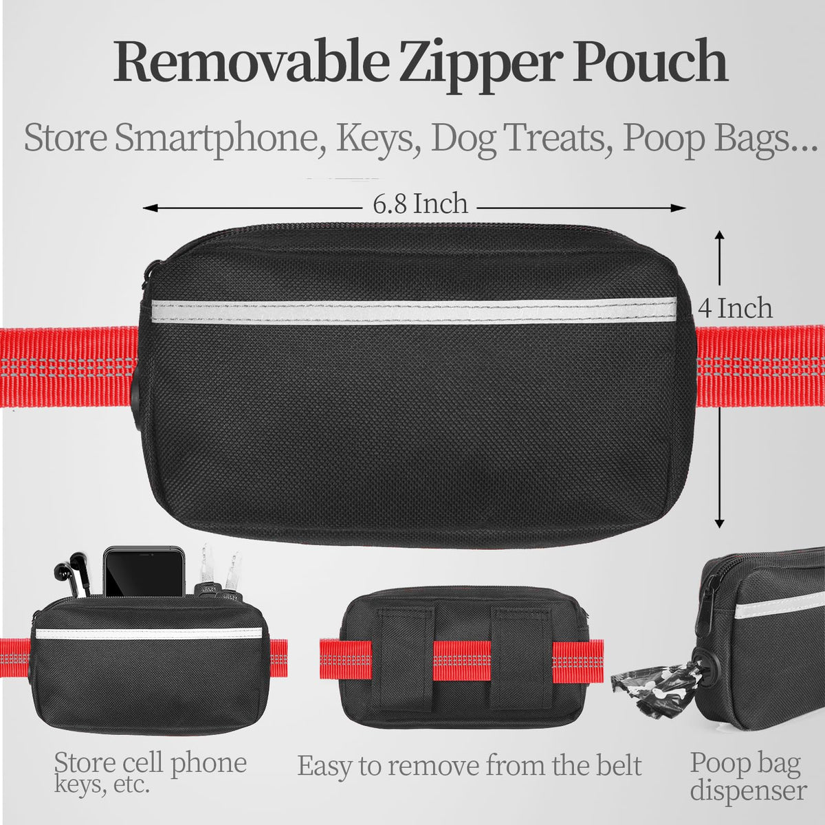 iYoShop Hands Free Dog Leash with Zipper Pouch, Large, 25-120 lbs, Blue