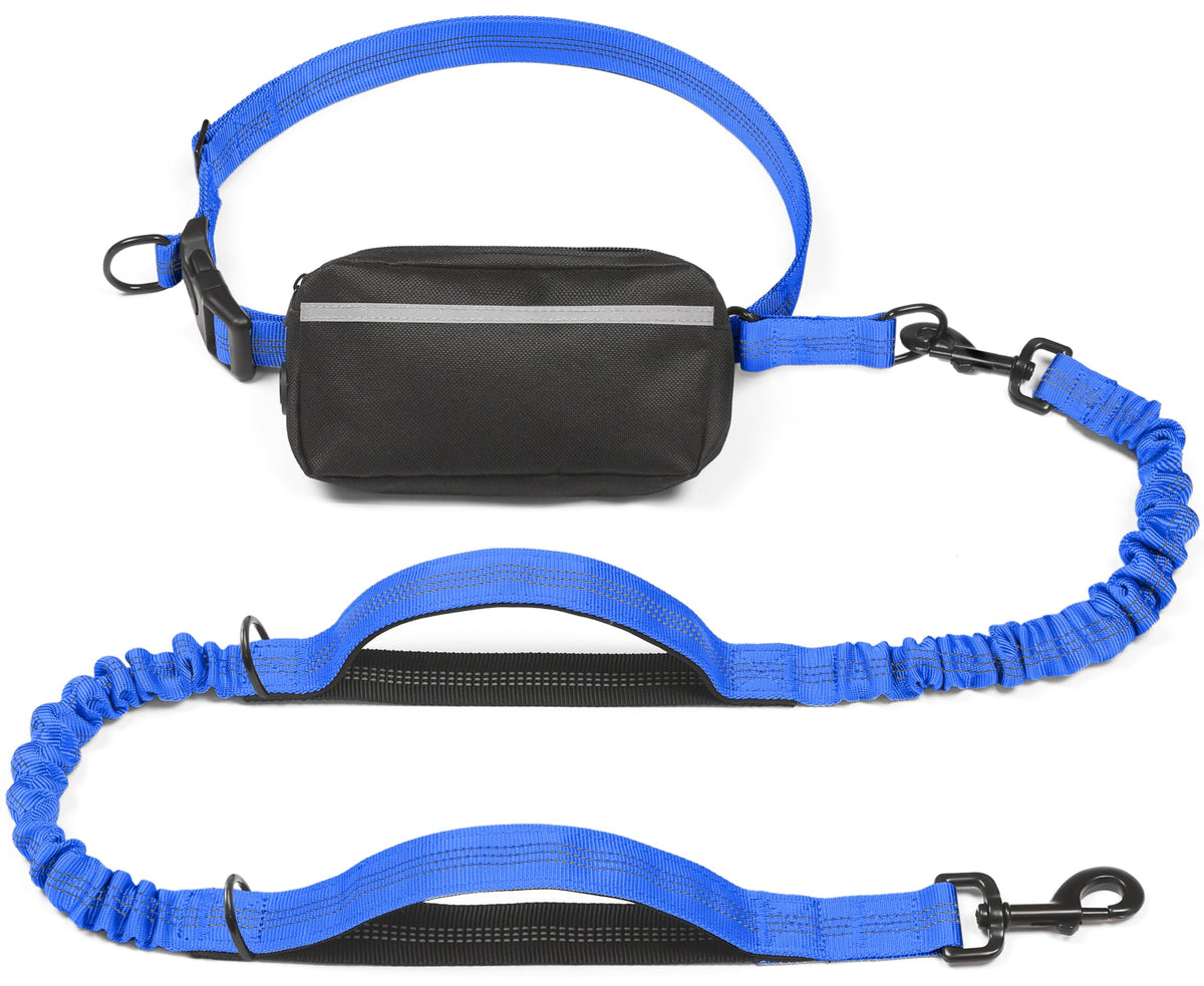 iYoShop Hands Free Dog Leash with Zipper Pouch, Large, 25-120 lbs, Blue