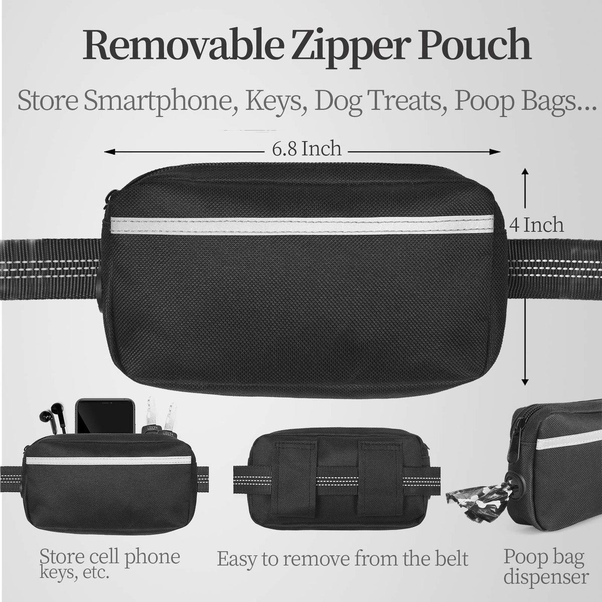 iYoShop Hands Free Dog Leash with Zipper Pouch, Large, 25-120 lbs, Blue