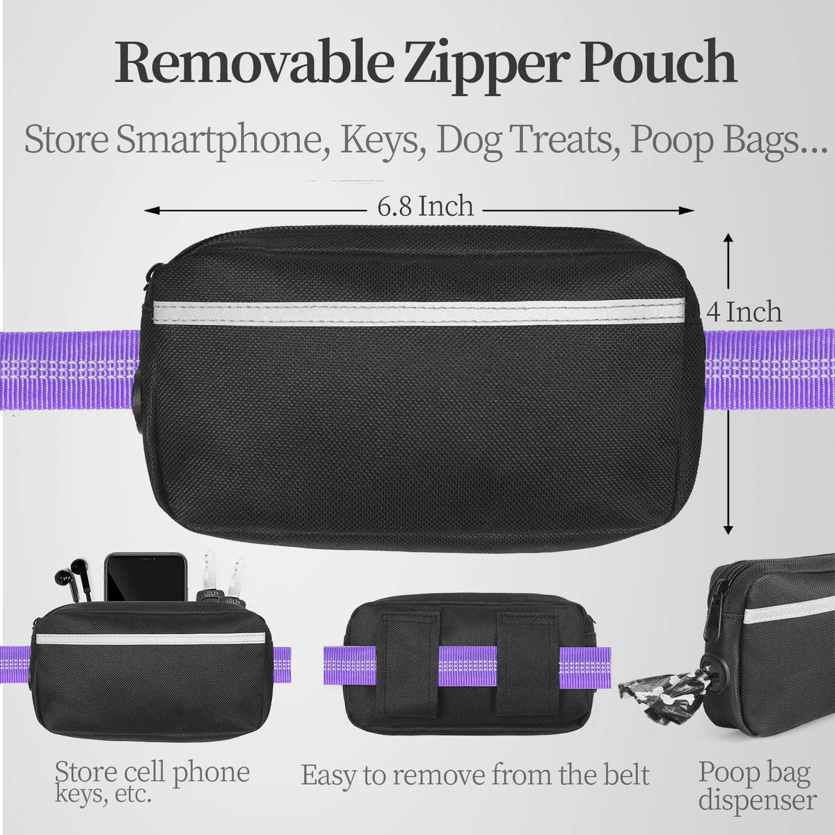 iYoShop Hands Free Dog Leash with Zipper Pouch, Large, 25-120 lbs, Blue