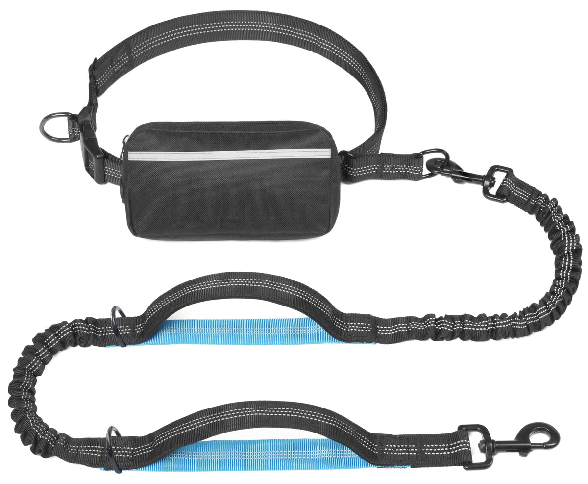 iYoShop Hands Free Dog Leash with Zipper Pouch, Large, 25-120 lbs, Blue