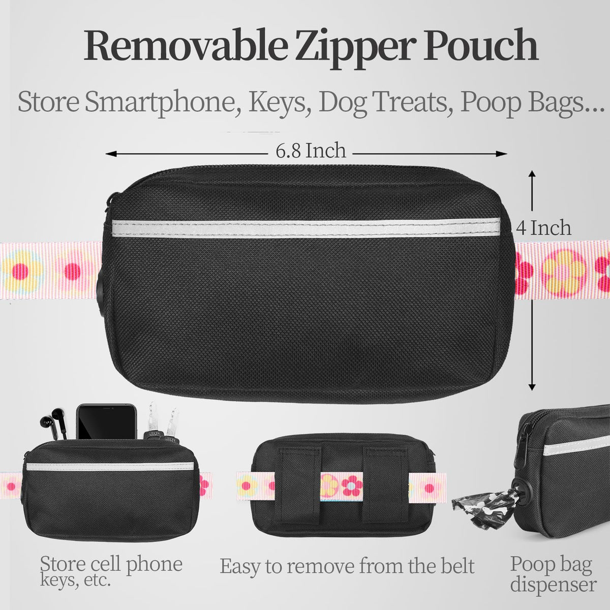 iYoShop Hands Free Dog Leash with Zipper Pouch, Large, 25-120 lbs, Blue