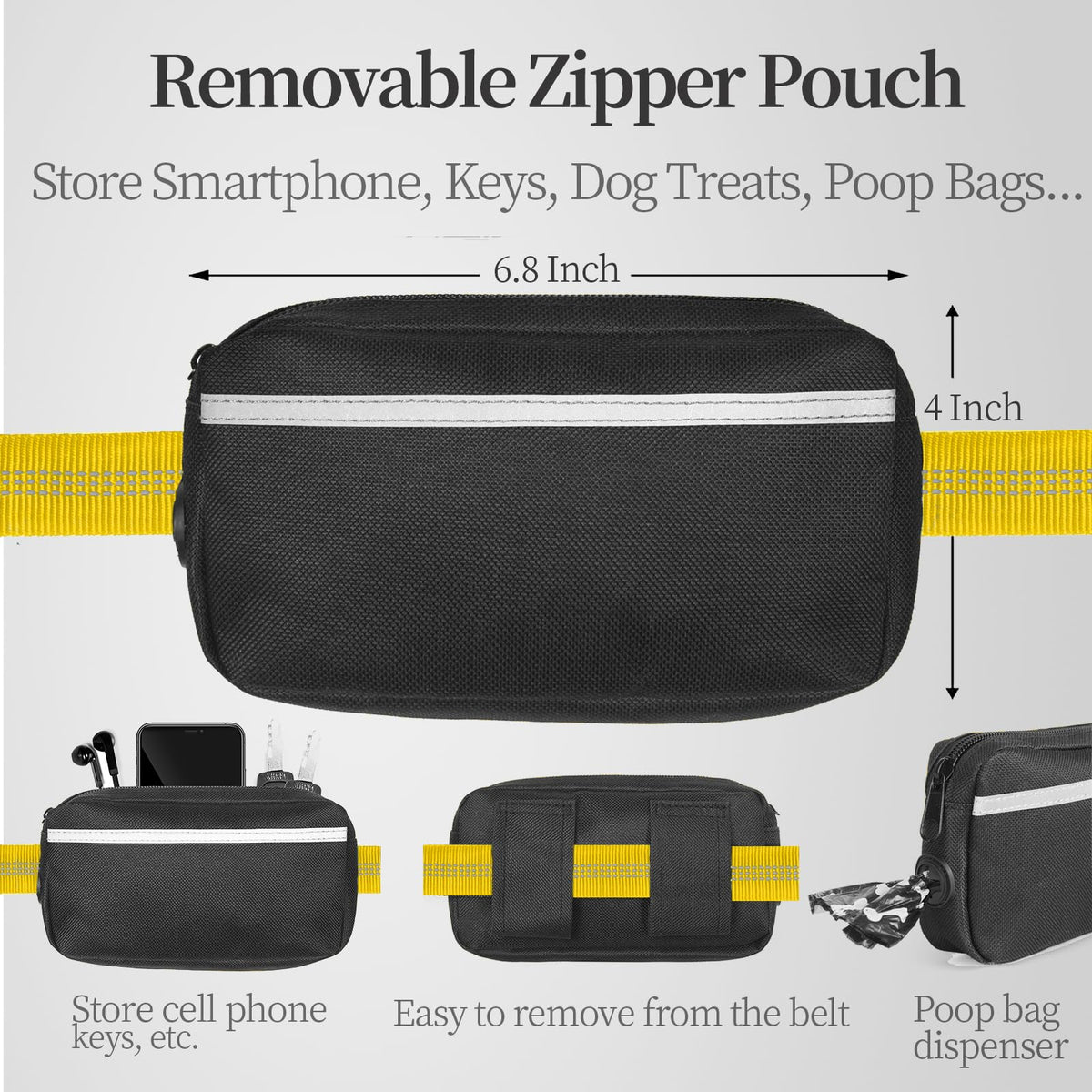 iYoShop Hands Free Dog Leash with Zipper Pouch, Large, 25-120 lbs, Blue