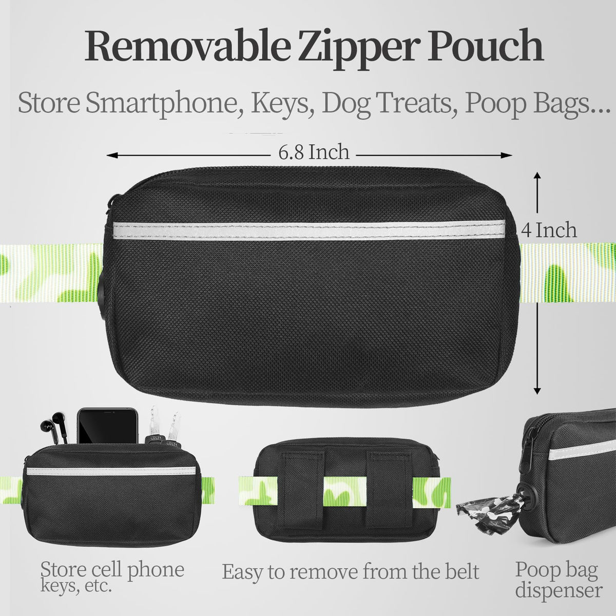 iYoShop Hands Free Dog Leash with Zipper Pouch, Large, 25-120 lbs, Blue