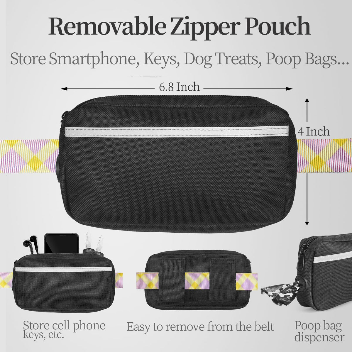 iYoShop Hands Free Dog Leash with Zipper Pouch, Large, 25-120 lbs, Blue