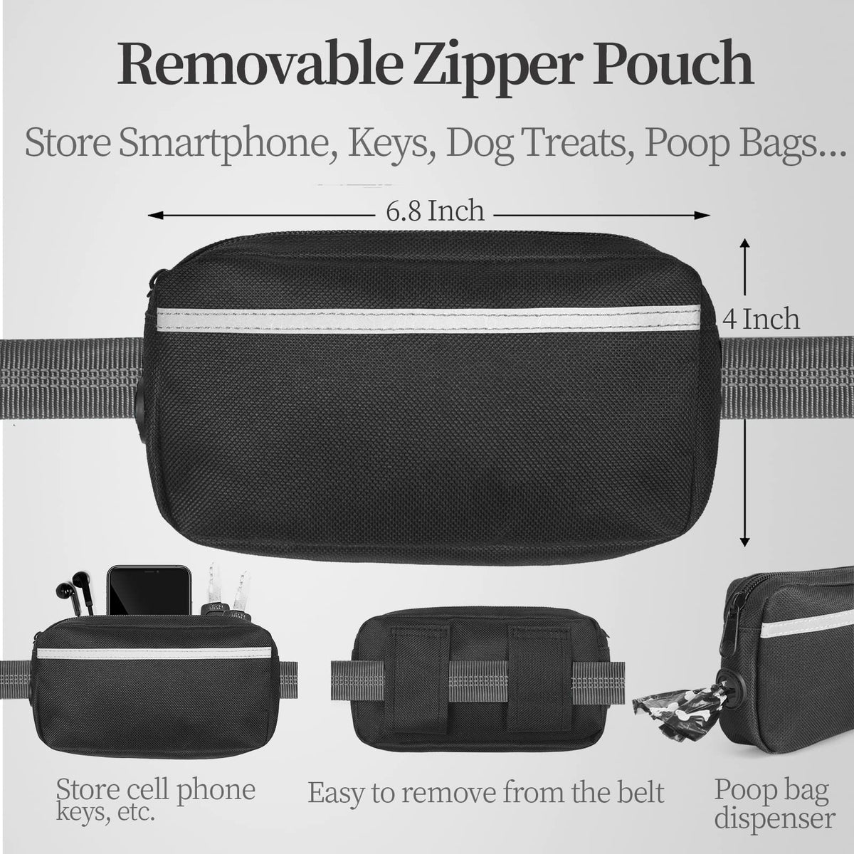 iYoShop Hands Free Dog Leash with Zipper Pouch, Large, 25-120 lbs, Blue