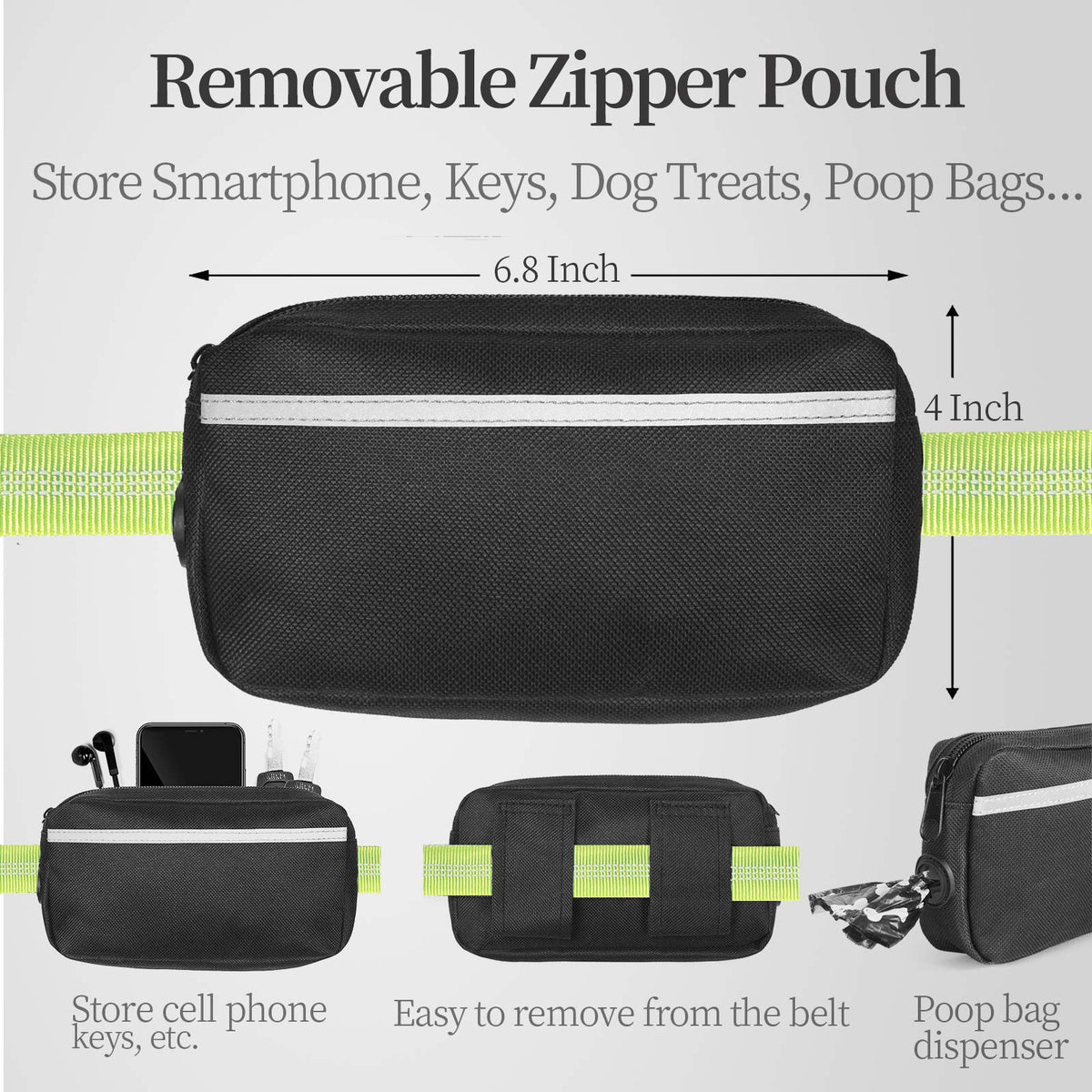 iYoShop Hands Free Dog Leash with Zipper Pouch, Large, 25-120 lbs, Blue