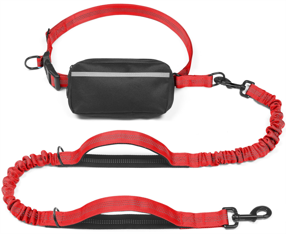 iYoShop Hands Free Dog Leash with Zipper Pouch, Large, 25-120 lbs, Blue