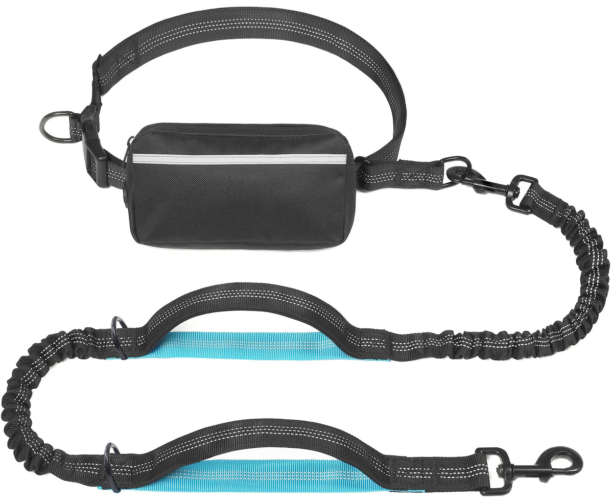 iYoShop Hands Free Dog Leash with Zipper Pouch, Large, 25-120 lbs, Blue