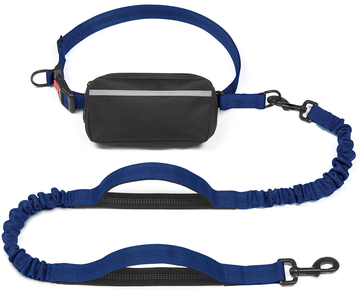 iYoShop Hands Free Dog Leash with Zipper Pouch, Large, 25-120 lbs, Blue